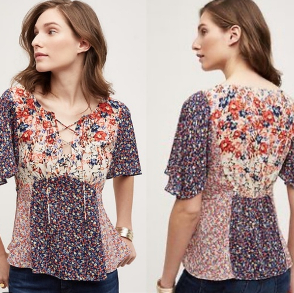 HD in Paris - Anthropologie Floral Palo Alto Blouse.  Size 2